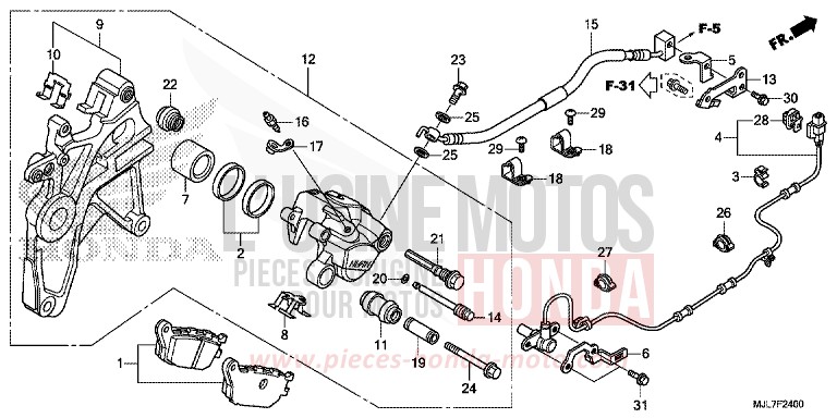 ETRIER DE FREIN ARRIERE de Integra 750 MAT BULLET SILVER (NH389) de 2014